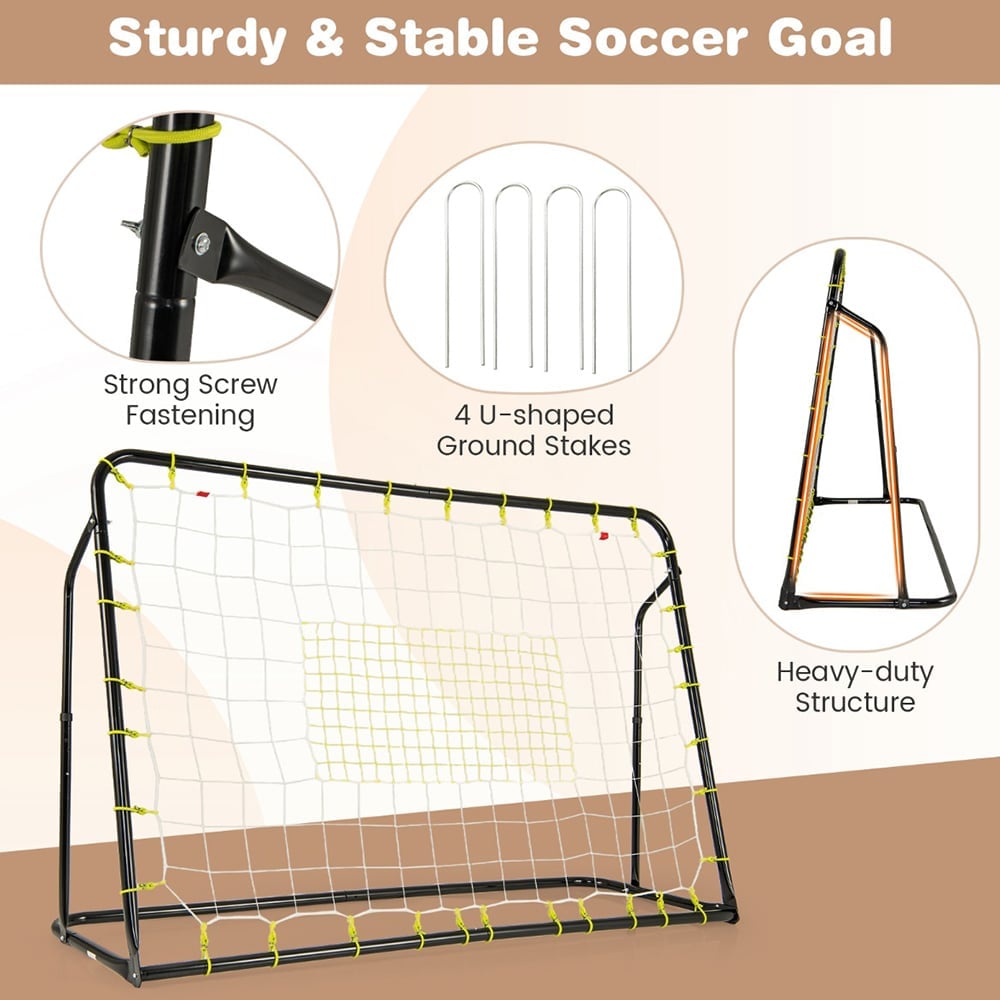 Costway 2 in 1 Black Kids Soccer Rebounder and Goal Image 4