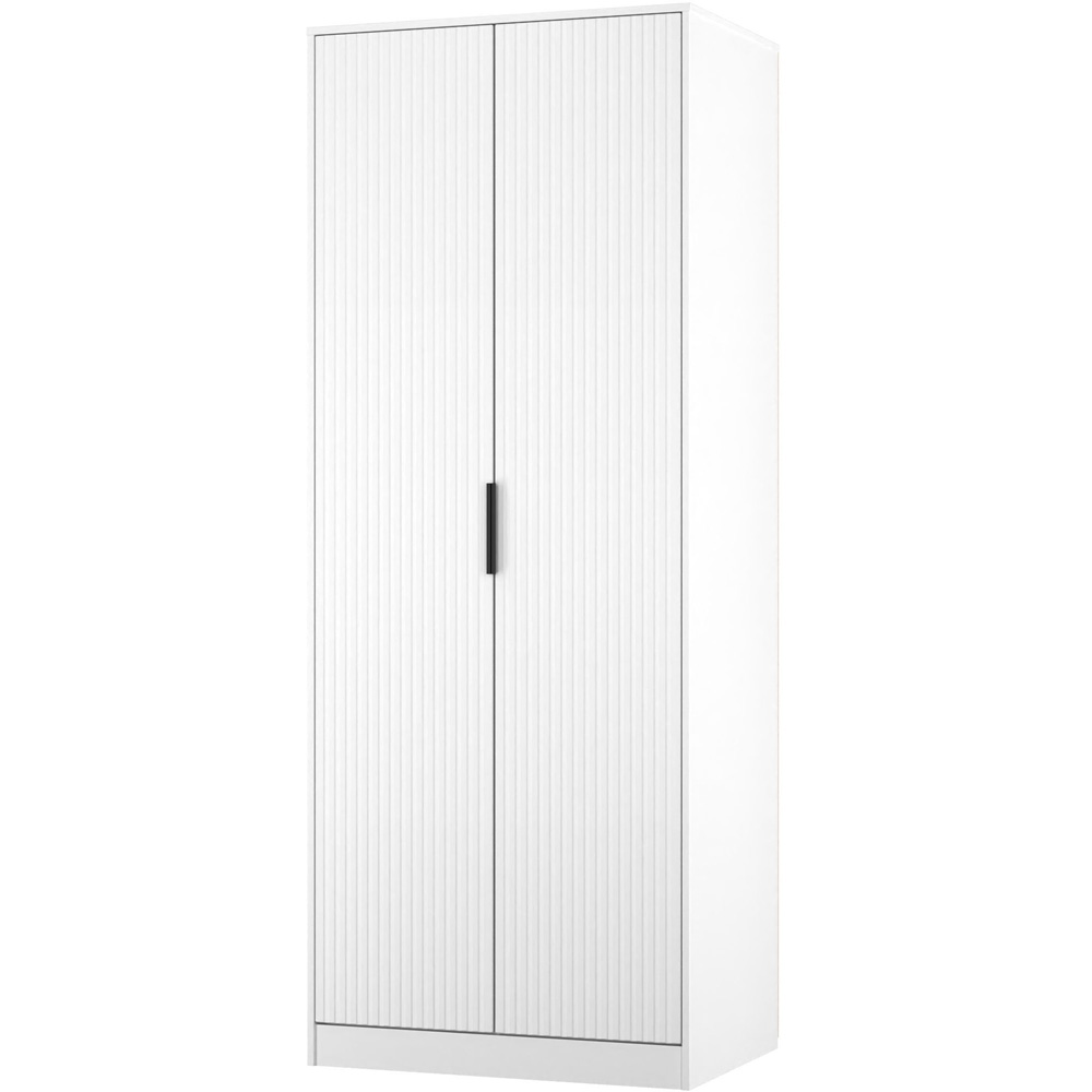 Crowndale Fluted 2 Door White Matt Tall Wardrobe Ready Assembled Image 4