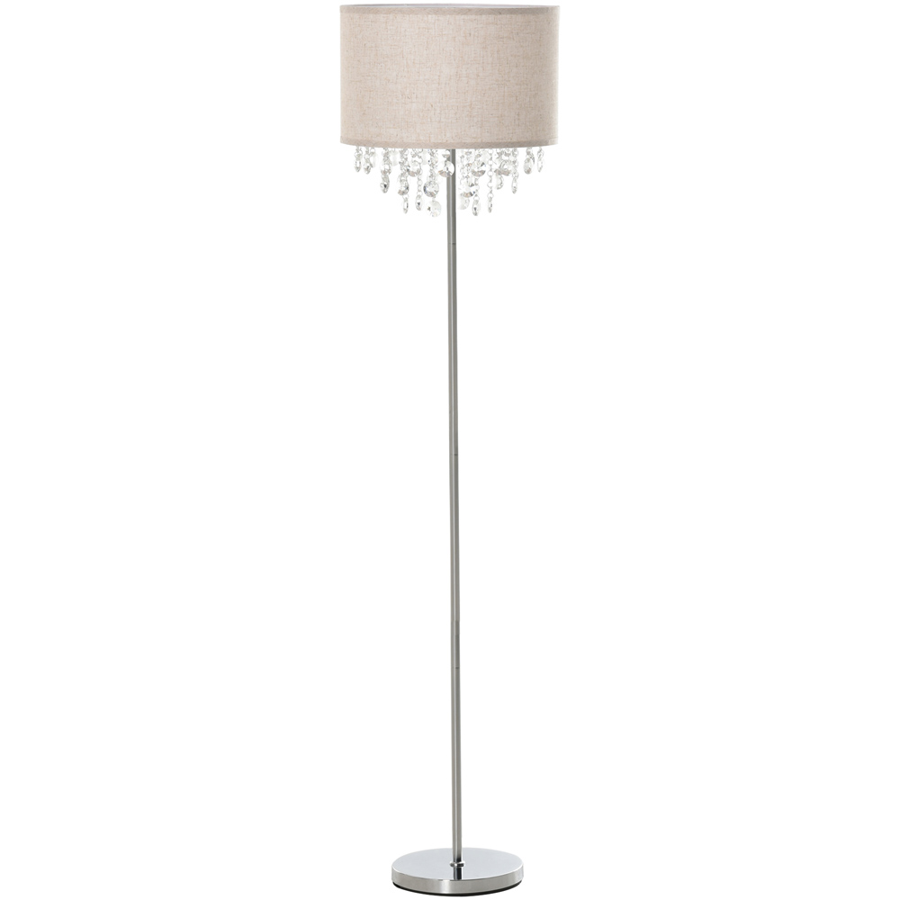 Portland Cream White Crystal Pendant Steel Floor Lamp Image 1