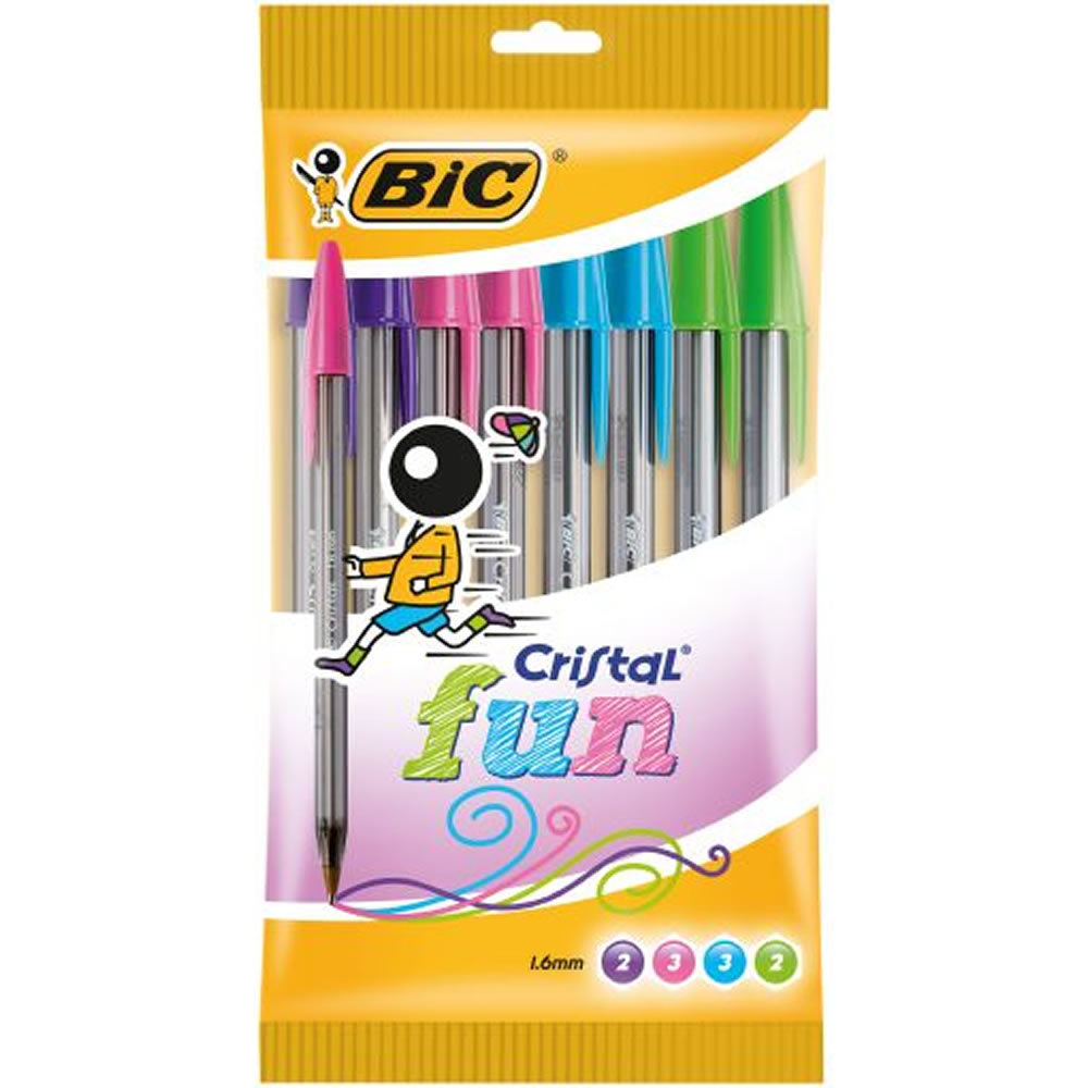 Bic Cristal Fun Ballpoint Pens Assorted Colours 10 pack Image 1
