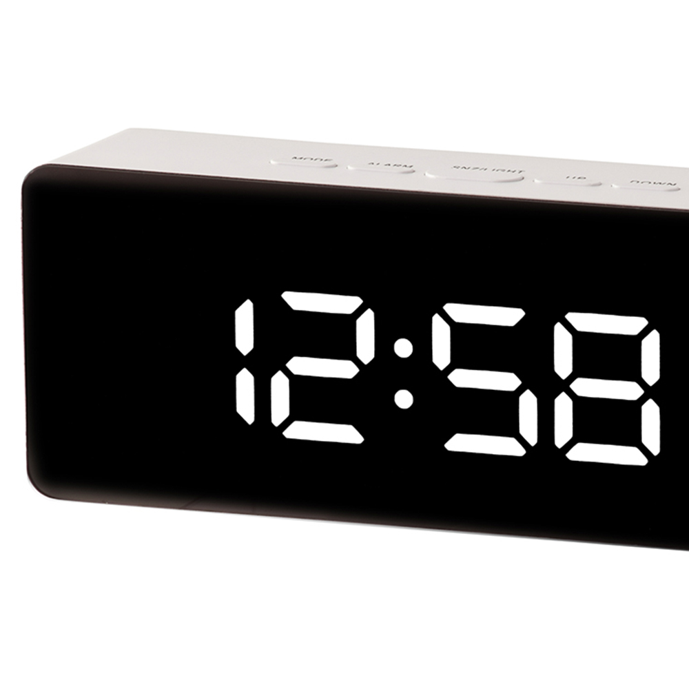 Acctim White Mirror Digital Alarm Clock Image 2