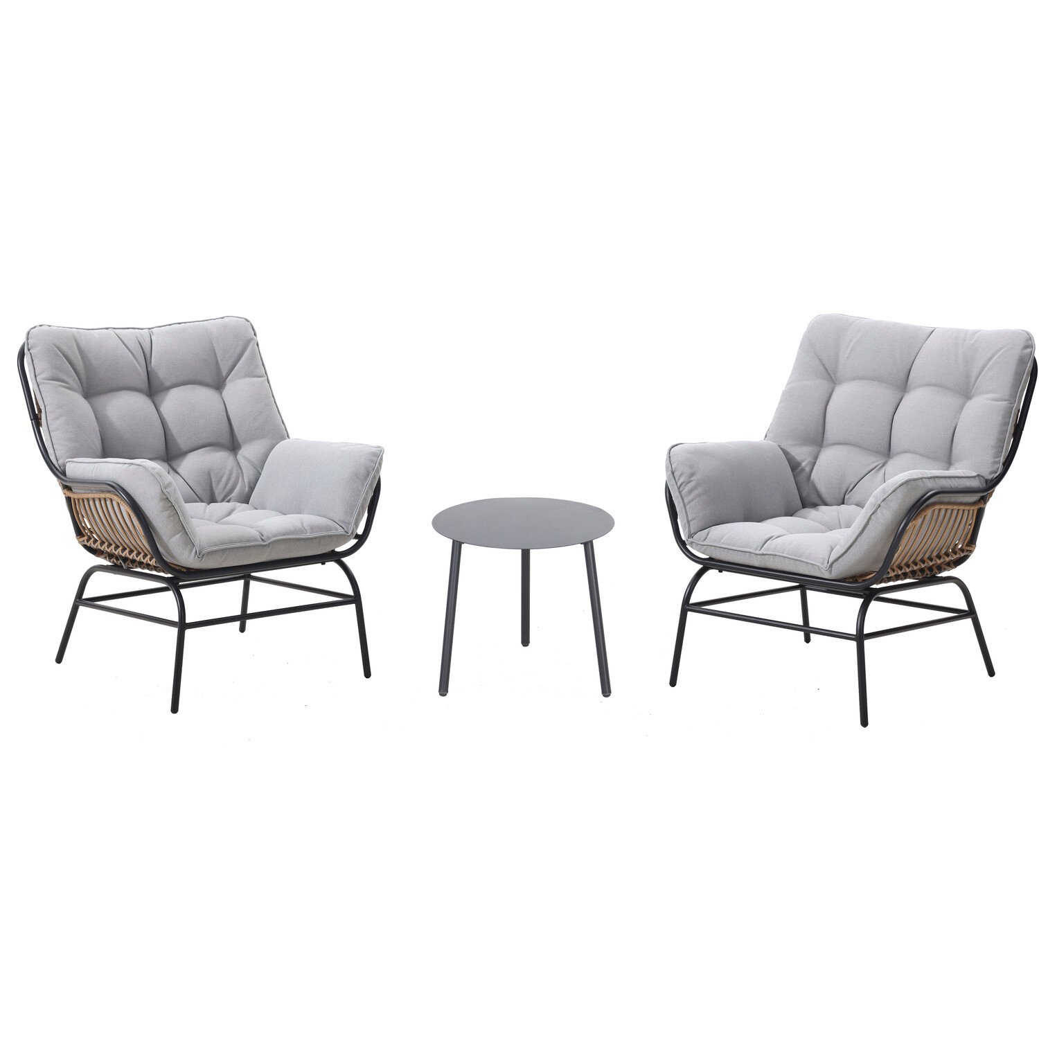 Odette 2 Seater Natural Patio Bistro Set with Cushions Image 2
