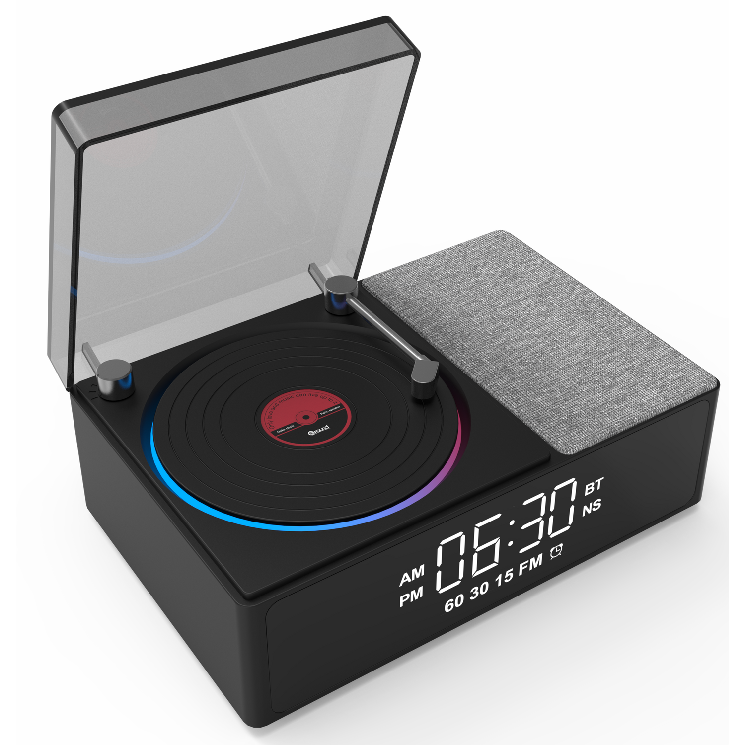 Sensei Vintage Speaker with Alarm ClockBlack Image 6