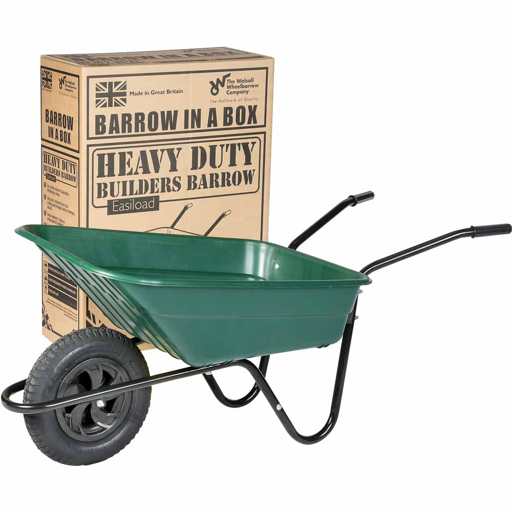Walsall Wheelbarrow Shire Barrow In A Box Green With Pneumatic Wheel