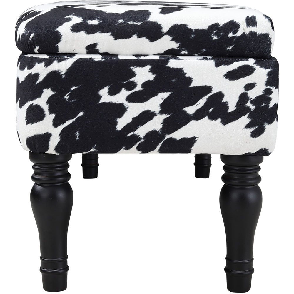 Living and Home Cow Print Upholstered Storage Bench Image 5