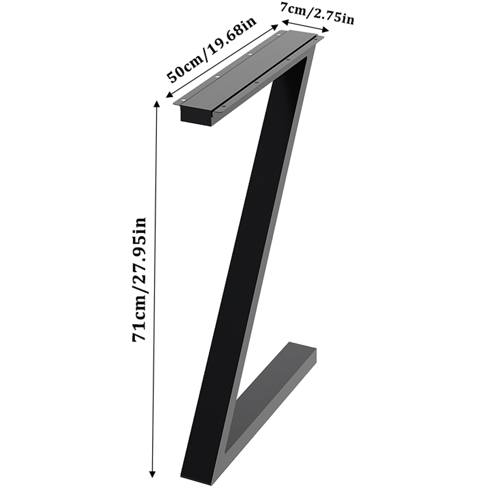 Living and Home Black Anti Slip Modern Z Shaped Iron Table Legs 50cm 2 Pack Image 9