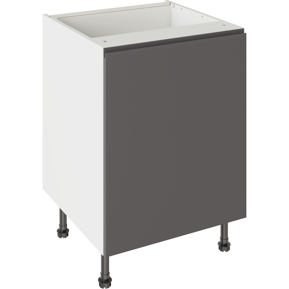 Kitchen Kit J-Pull Gloss Graphite Base Kitchen Cabinet Flatpack 600mm Image 1