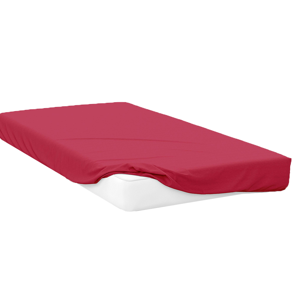 Serene Double Red Fitted Bed Sheet Image 1