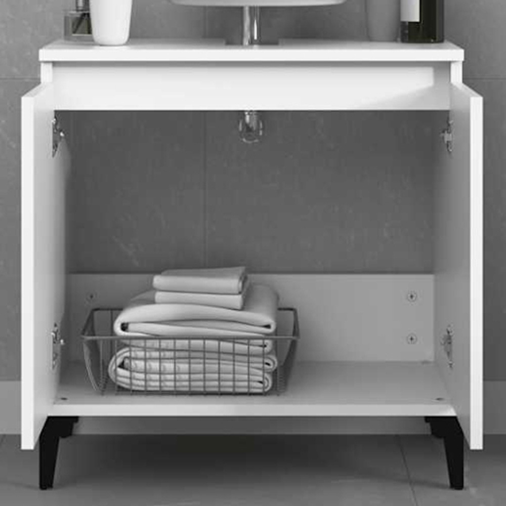 vidaXL 2 Door White Freestanding Under Sink Cabinet Image 1