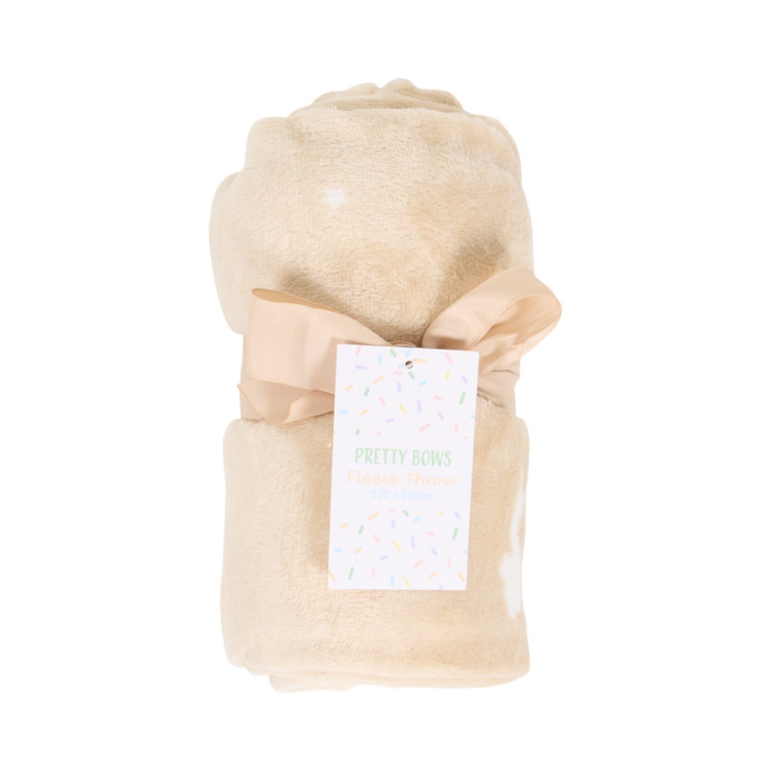 Bows Printed Fleece Throw Natural Image 1