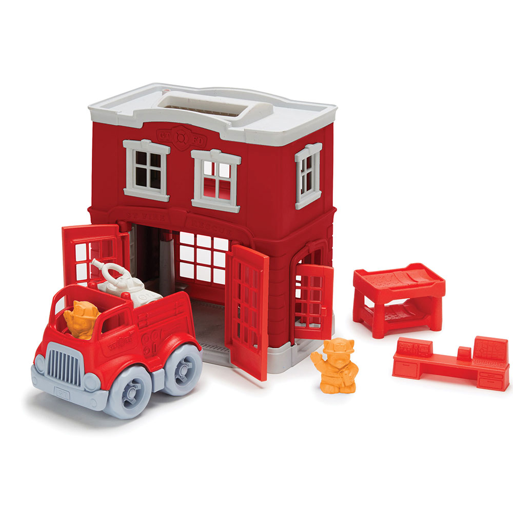 BigJigs Toys Green Toys Fire Station Playset Image 1