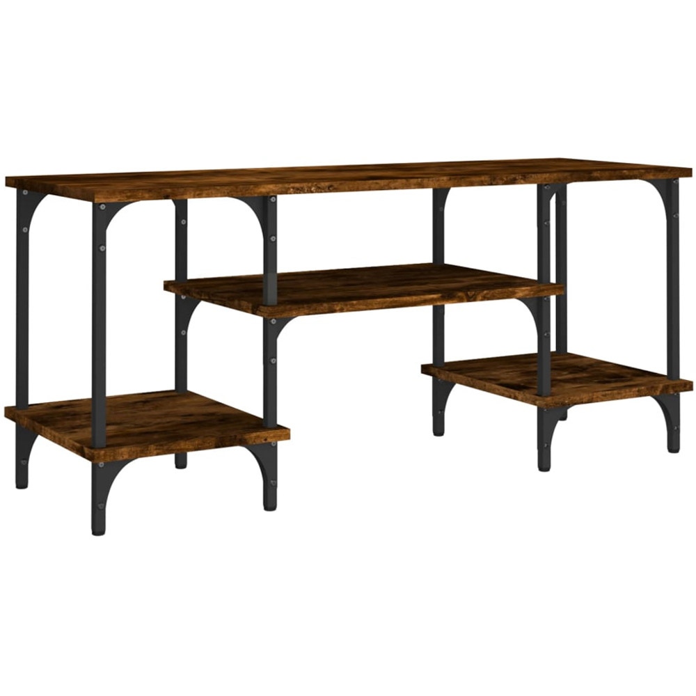 vidaXL 3 Open Shelf Smoked Oak TV Cabinet with Adjustable Legs Image 2