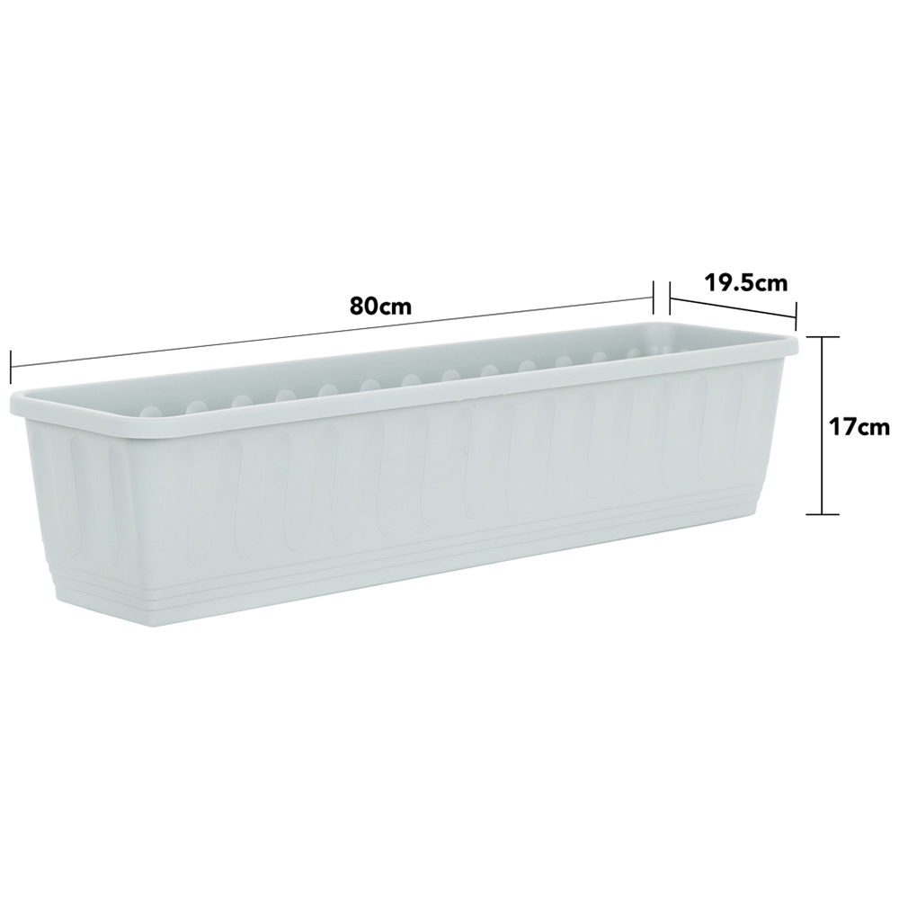Wham Etruscan Soft Grey Rectangular Recycled Plastic Trough 80cm 2 Pack Image 4