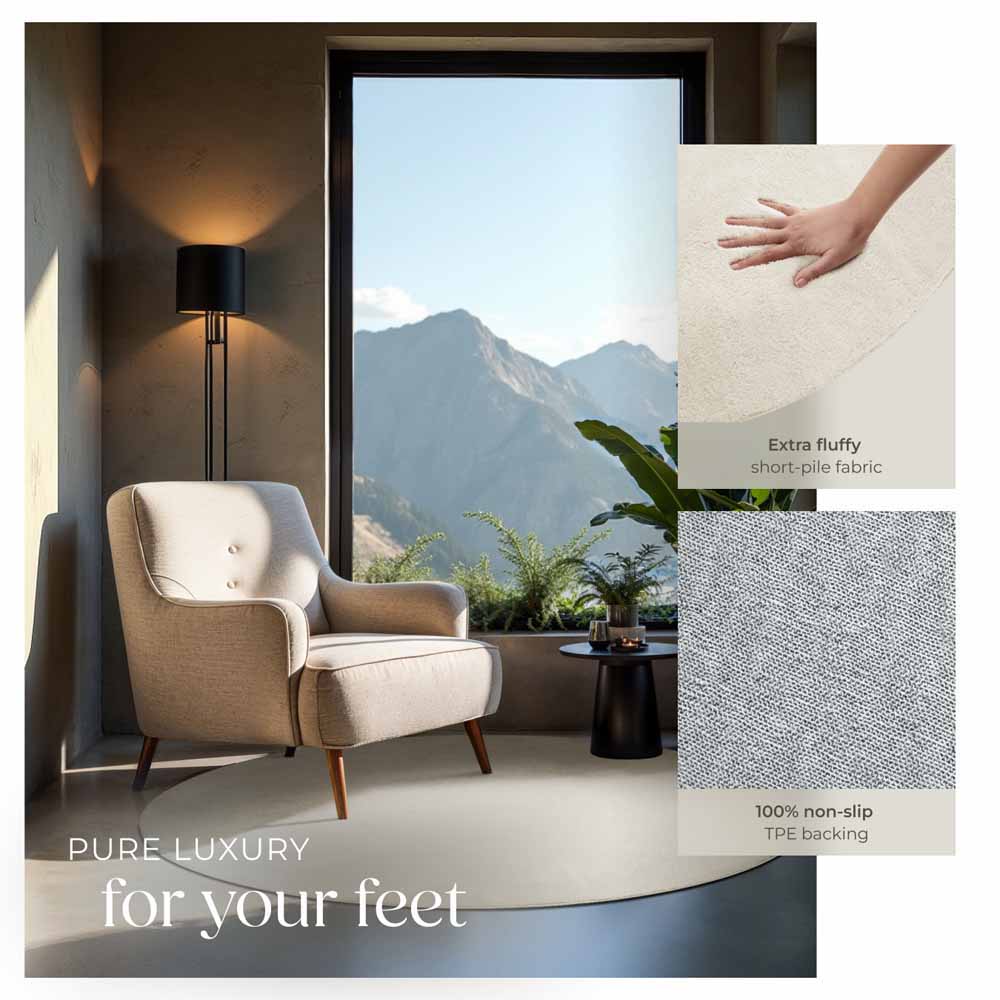 tectake Zonelle Cream Short Pile Ultra Soft Rug 120 x 120cm Image 4