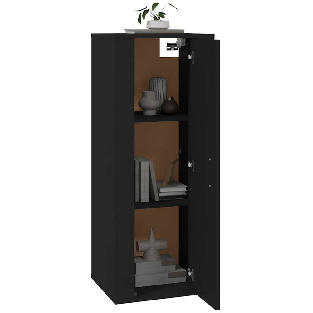 vidaXL Single Door Black Wall Mounted Slim TV Cabinet Image 3