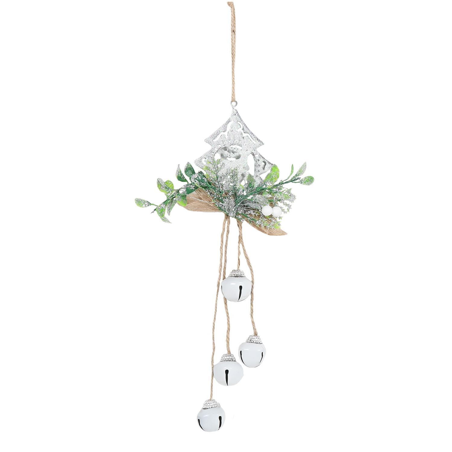 Single Alpine Lodge White Bells Hanging Ornament in Assorted styles Image 2