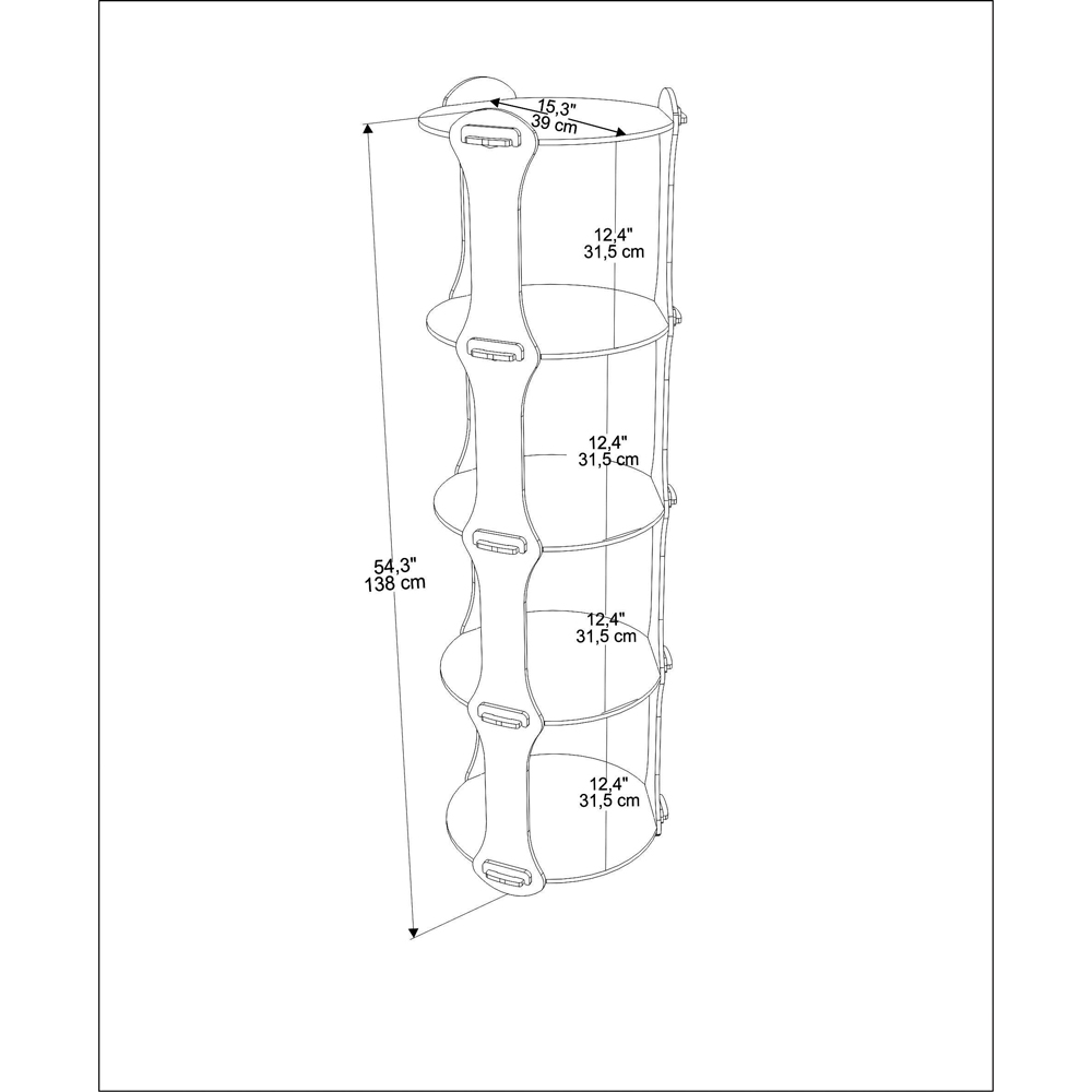 Decorotika Yuvar 5 Shelf Oak Bookcase Image 7