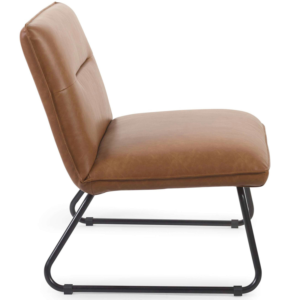 Julian Bowen Saxon Tan Brown Faux Leather Lounge Chair Image 4