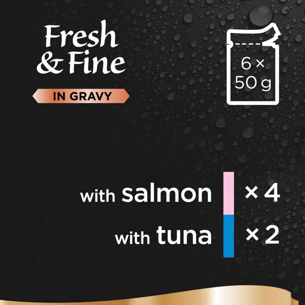 Sheba Fresh and Fine Salmon and Tuna in Gravy Wet Cat Food Pouch Adult 1+ Years 6 x 50g Image 7
