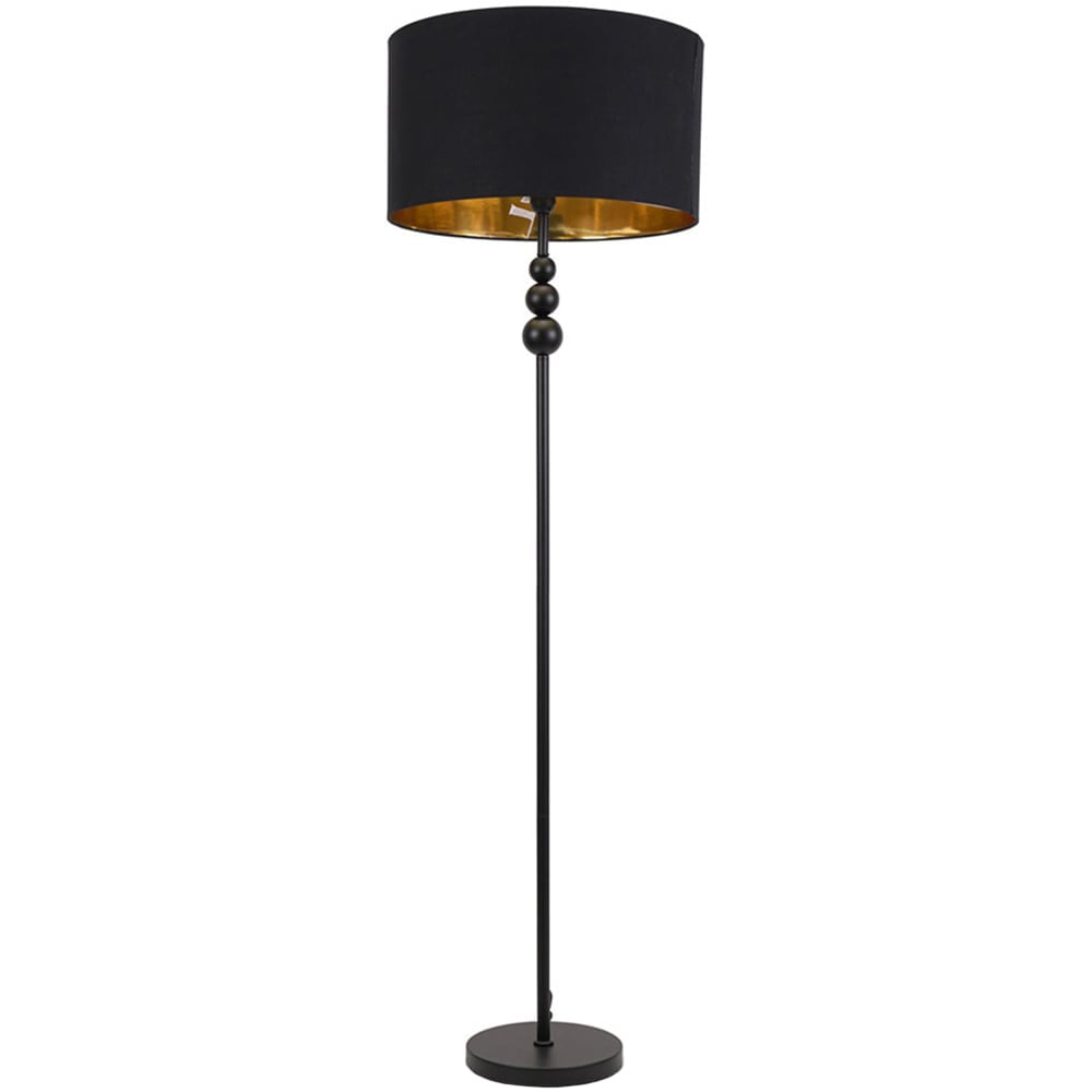 ValueLights Marissa Black and Gold Shade Black Ball LED Floor Lamp Image 1