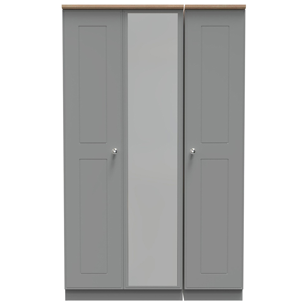 Crowndale Victoria 3 Door Dusk Grey and Oak Wardrobe Image 2