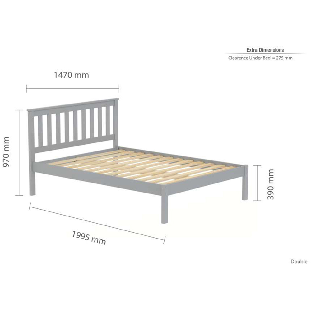 Denver Double Grey Wooden Bed Image 9