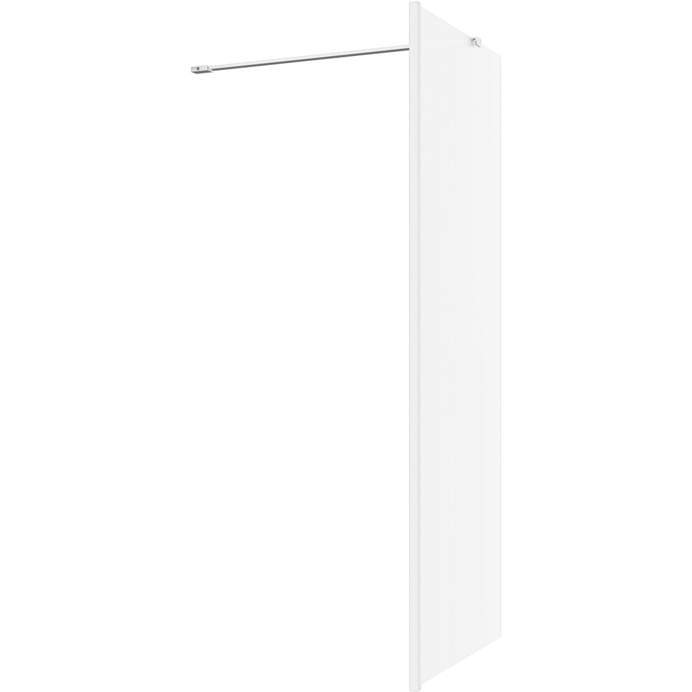 Bathstore Nero Fluted Glass Wetroom Shower Panel with Chrome Profile and Side Arm 800mm Image 1