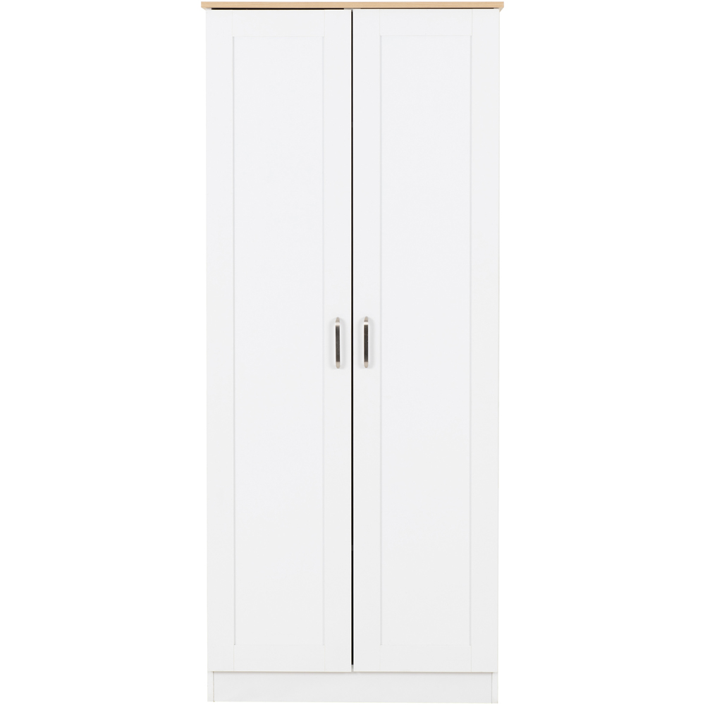 Seconique Portland 2 Door White and Oak Effect Wardrobe Image 3