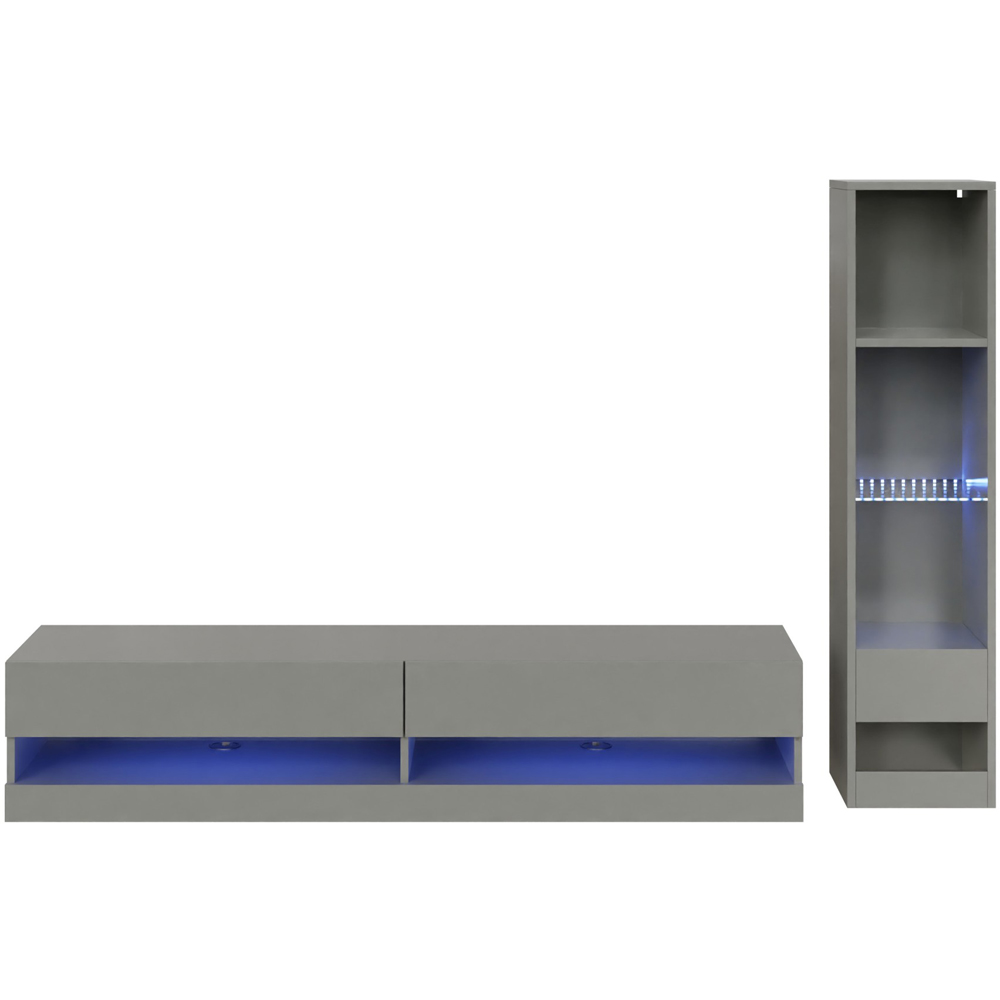GFW Galicia 6 Shelf Grey Compact Wall Mounted LED Media Set Image 2