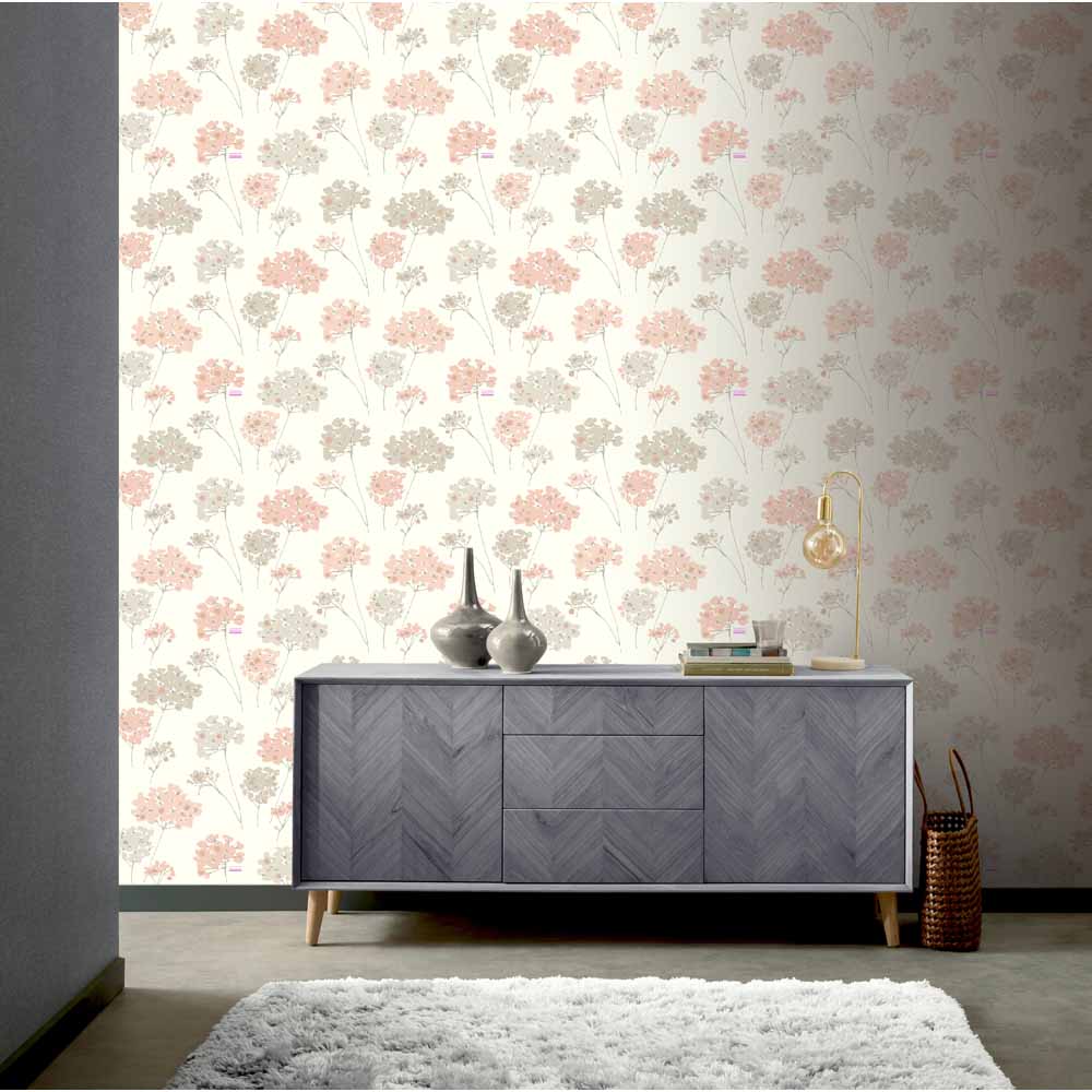 Arthouse Anya Floral Metallic Wallpaper Blush Image 2
