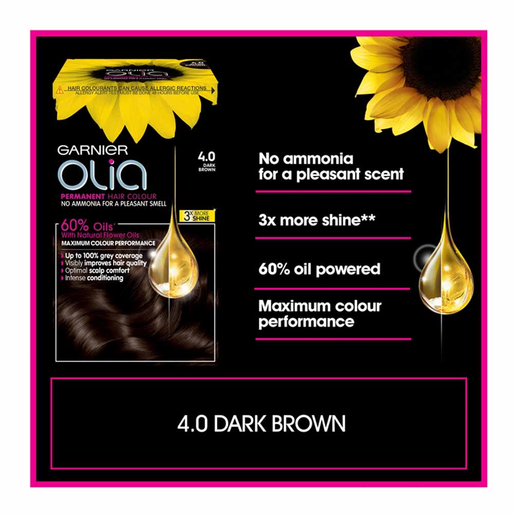 Garnier Olia 4.0 Dark Brown Permanent Hair Dye Image 3