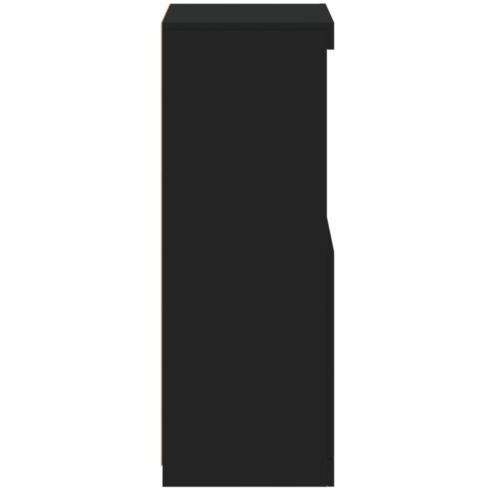 vidaXL Single Door 2 Shelf Black Wooden Sideboard with LED Lights Image 6