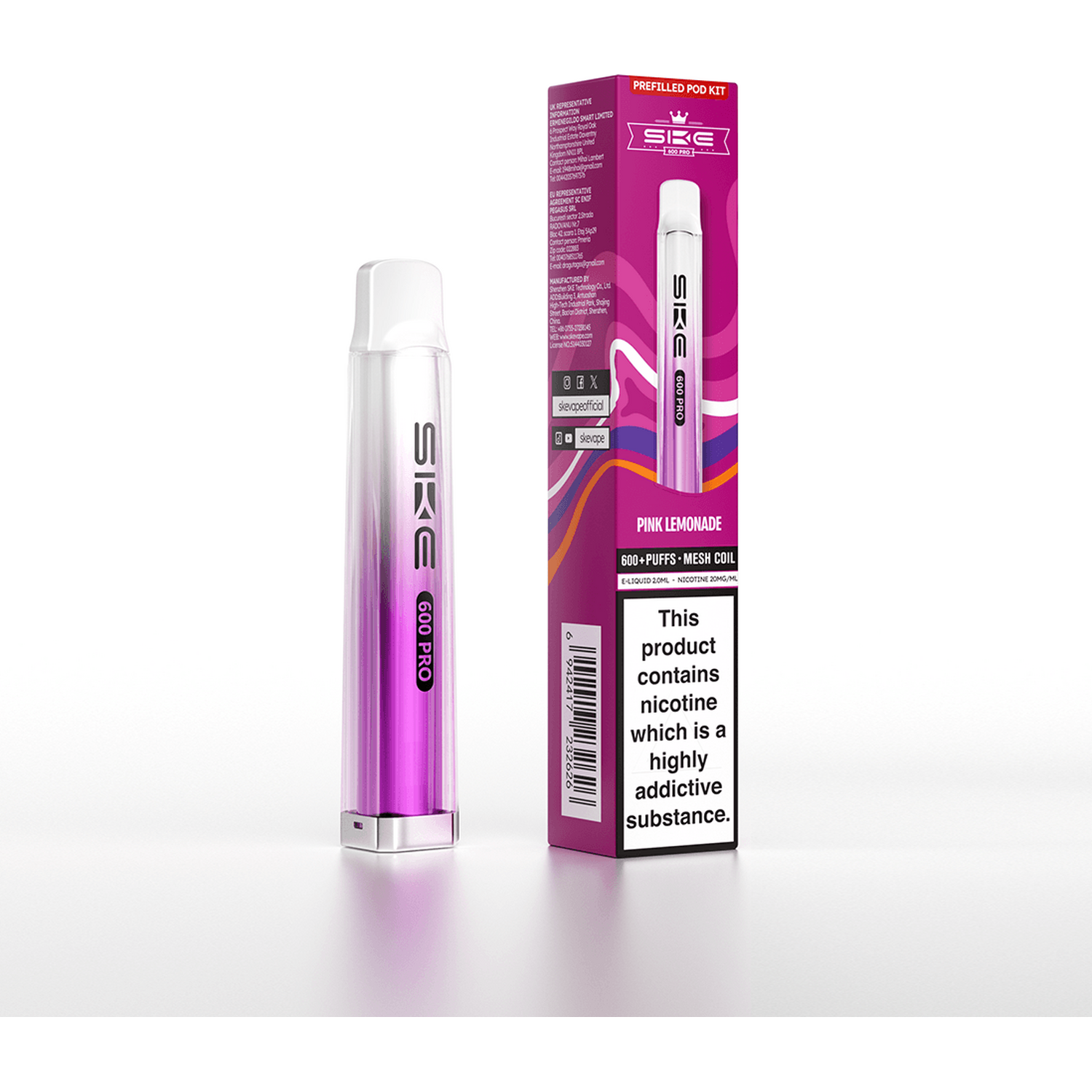 SKE 600 Pro Pre Filled Pod Kit Pink Lemonade Image 3