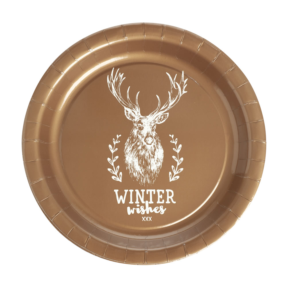 Wilko 8 pack Copper Christmas Paper Plates Image