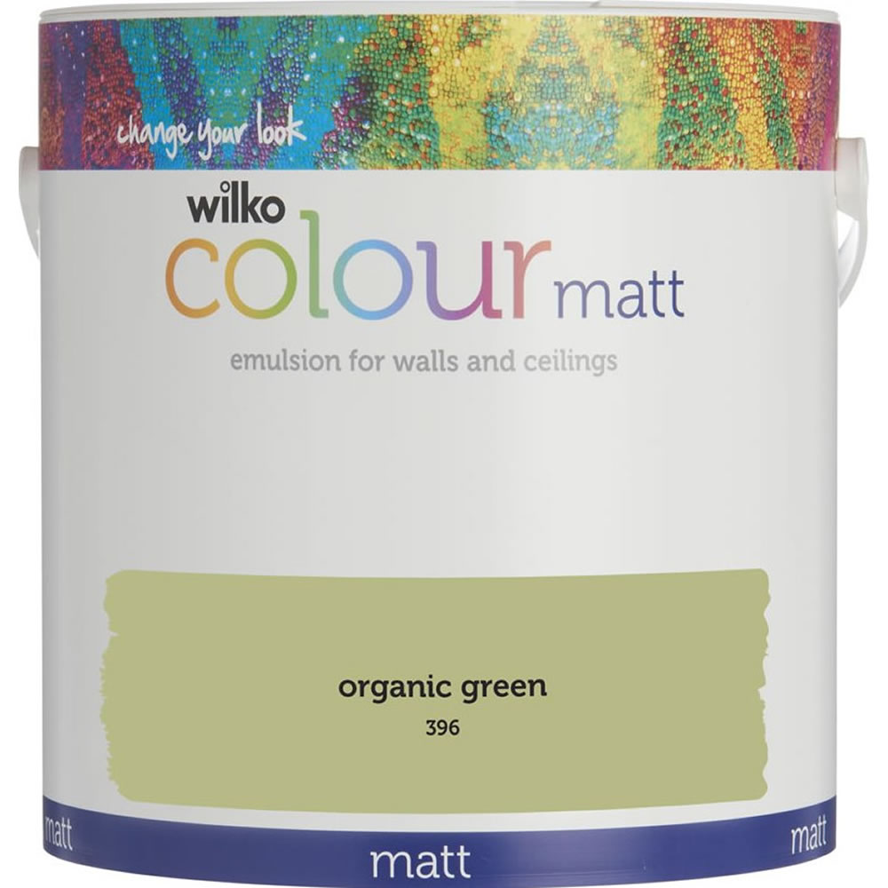Wilko Organic Green Matt Emulsion Paint 2.5L Image 1
