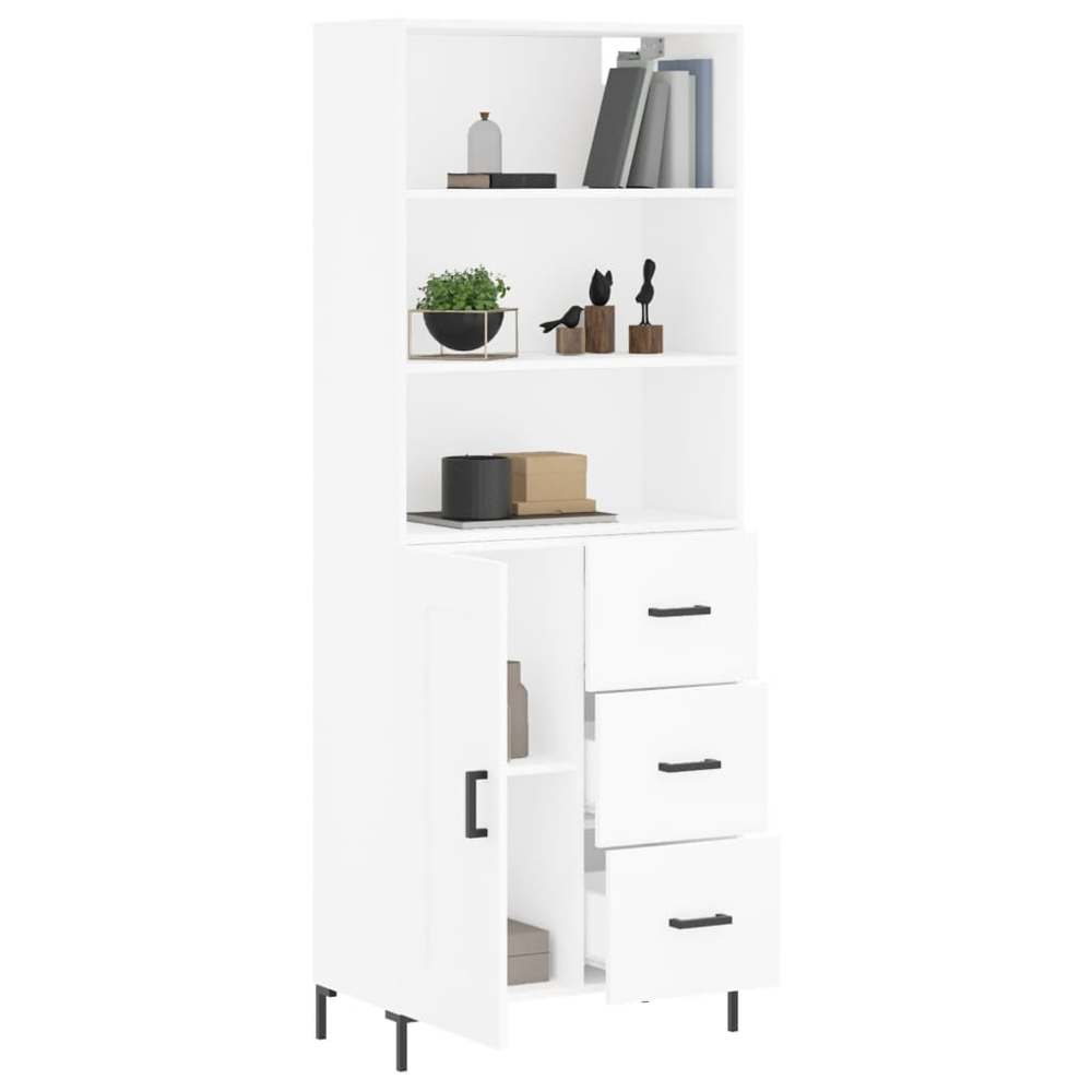 vidaXL Single Door 3 Drawer 3 Shelf White Highboard Image 3