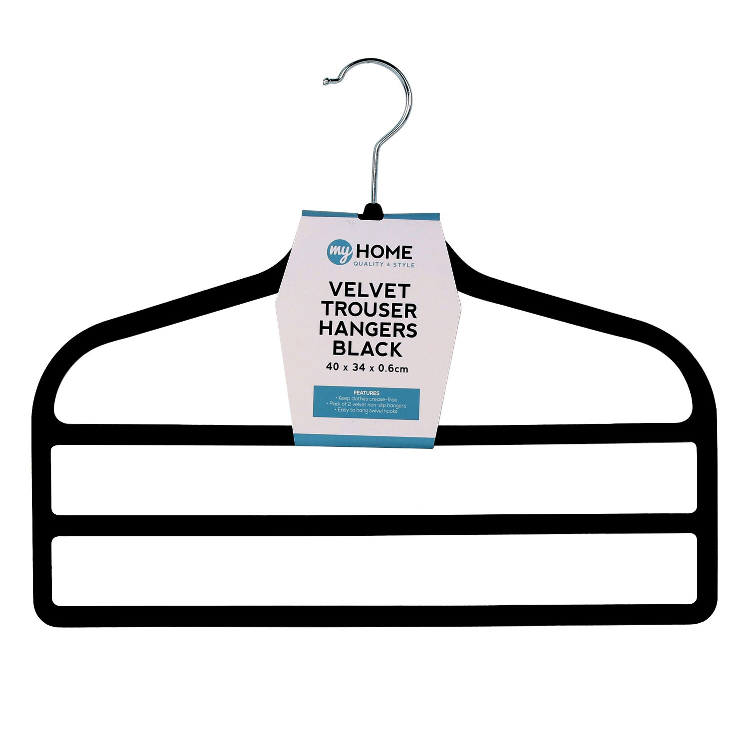 My Home Black Velvet Clothes Hanger 2 Pack Image