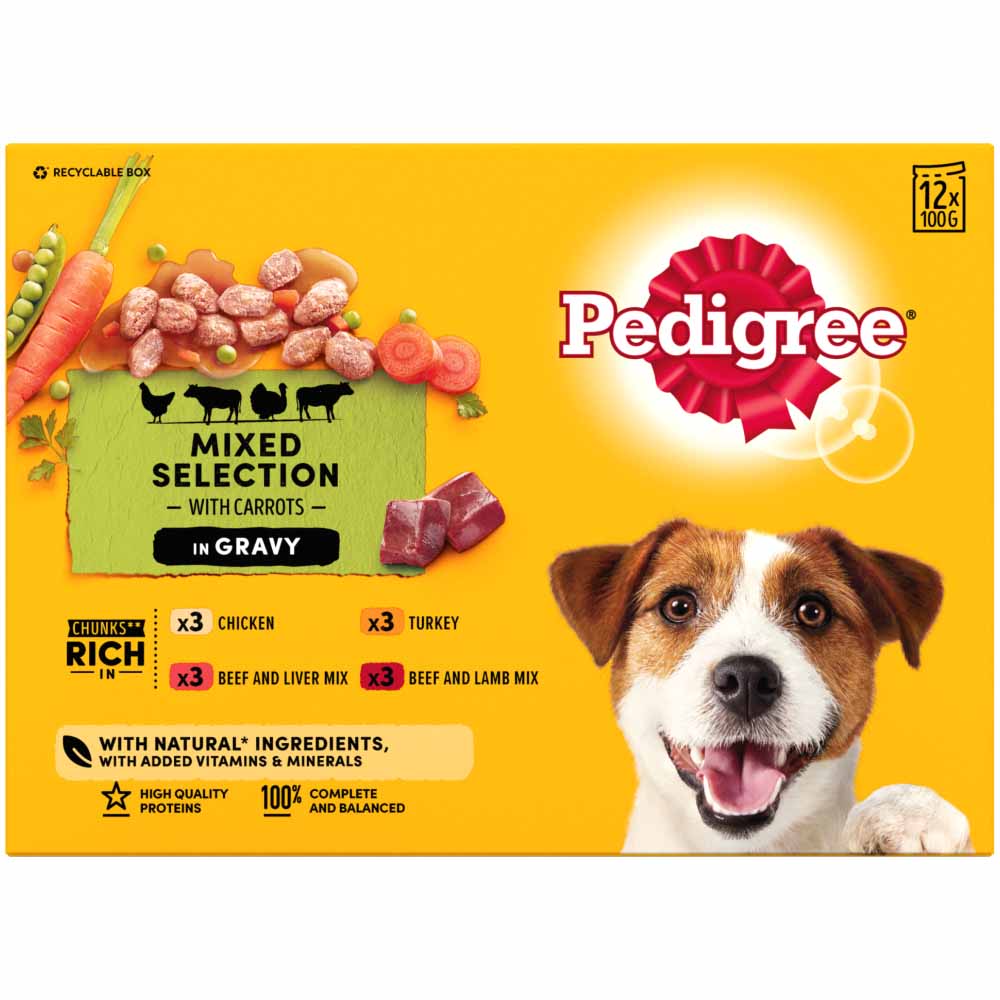 Pedigree Adult Wet Dog Food Pouches Mixed in Gravy 12 x 100g Image 2