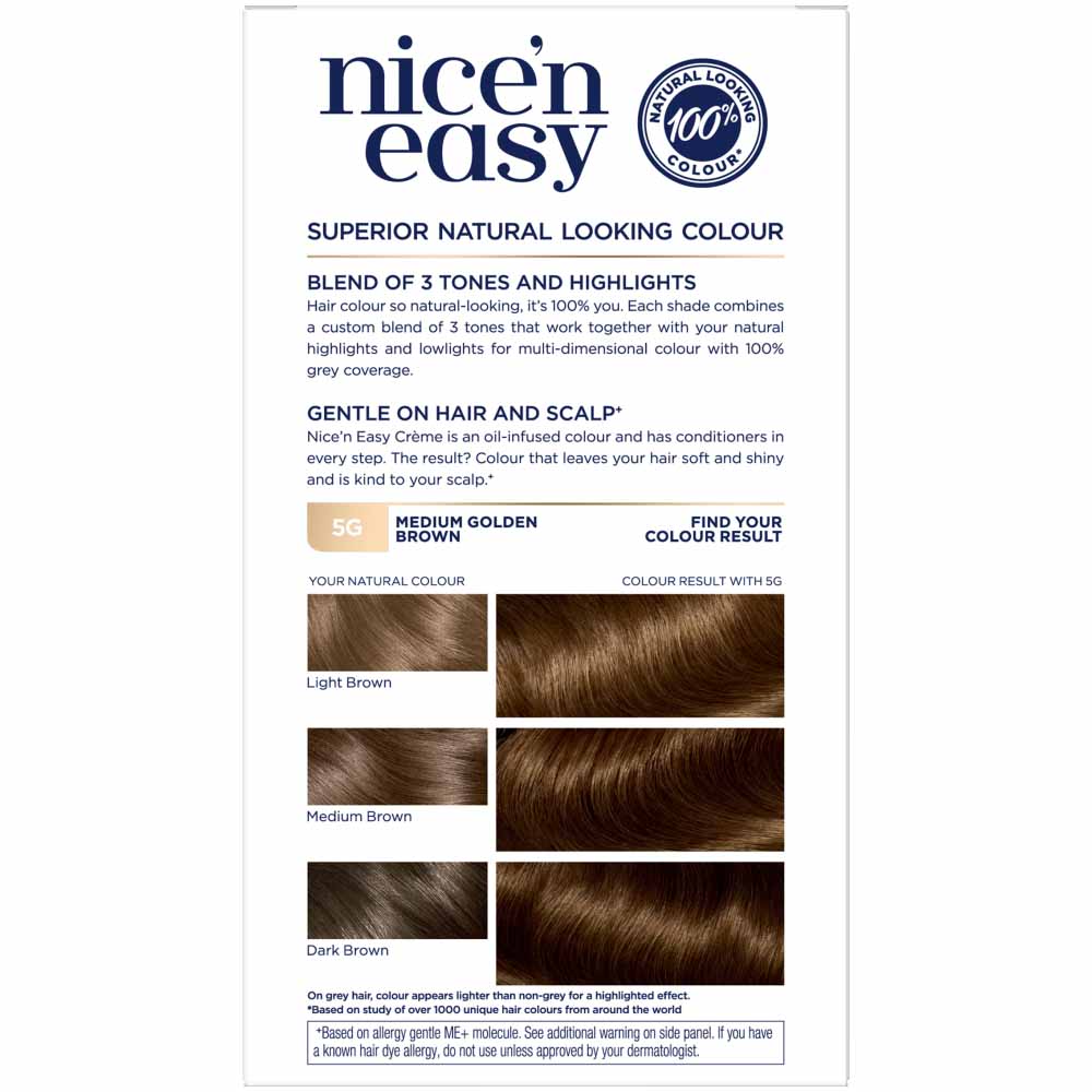 Clairol Nice'n Easy Medium Golden Brown 5G Permanent Hair Dye Image 2