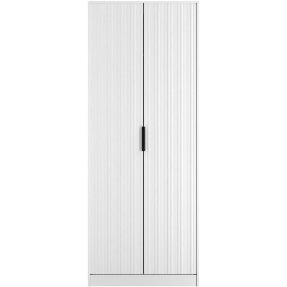 Crowndale Fluted 2 Door White Matt Tall Wardrobe Ready Assembled Image 2