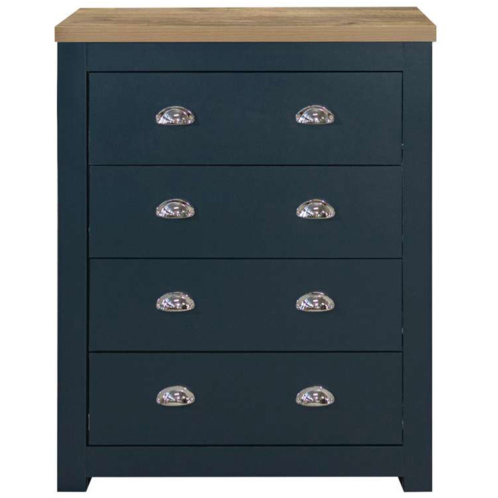 Highgate 4 Drawer Navy and Oak Chest of Drawers Image 3