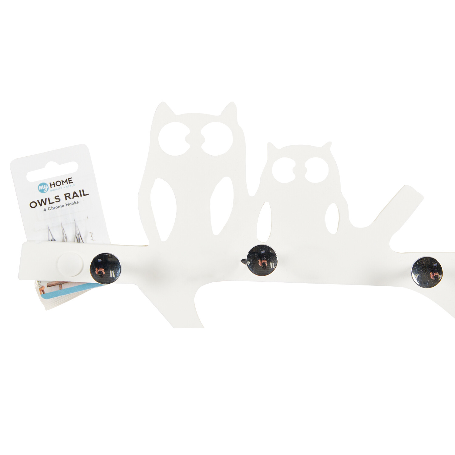 Chrome Hooks On White Owls Rail - White Image 2