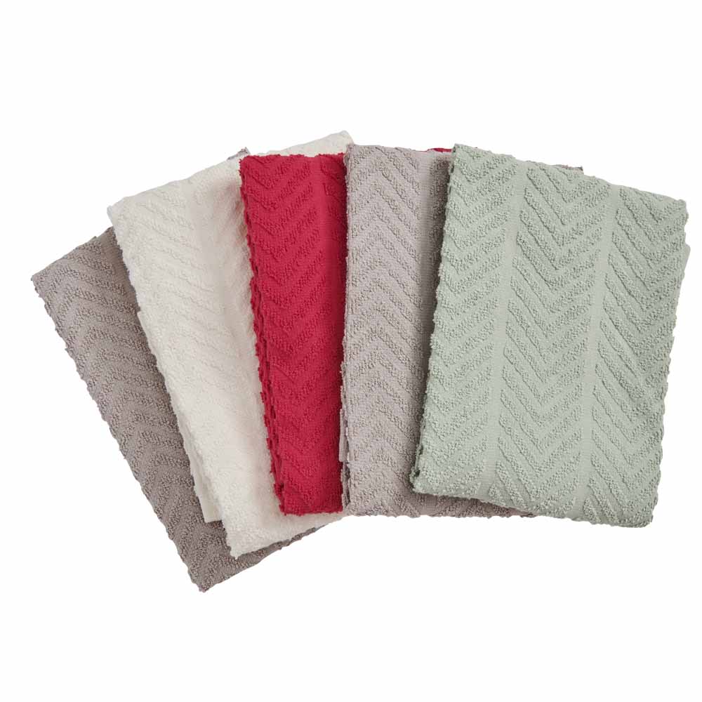 Wilko Mint and Cream Tea Towels 5pk Wilko