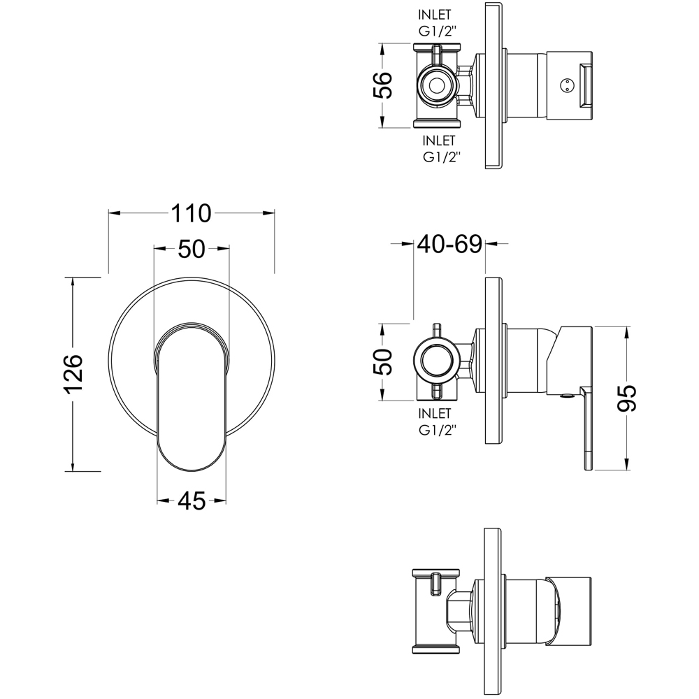 nuie Chrome Manual Shower Valve Image 2