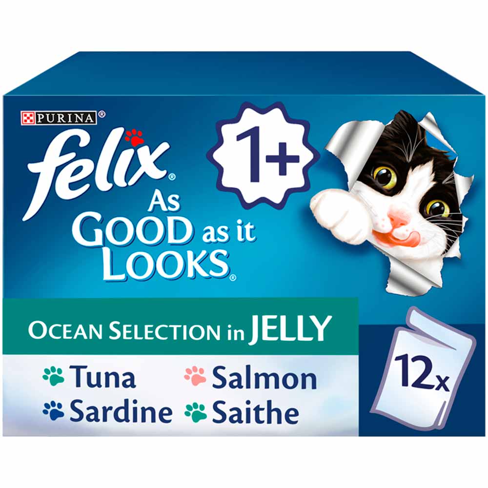 Felix As Good As It Looks Ocean Chunks in Jelly Cat Food 12 x 100g