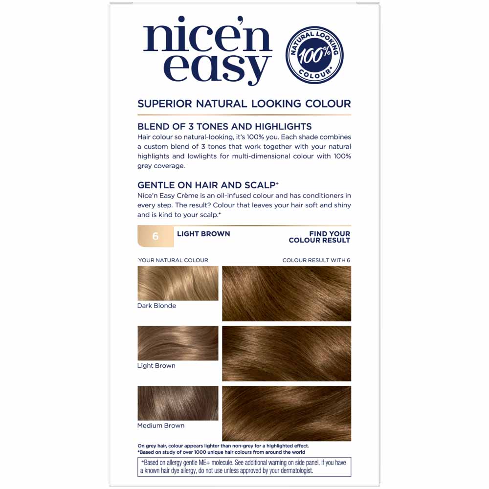 Clairol Nice'n Easy Light Brown 6 Permanent Hair Dye Image 2