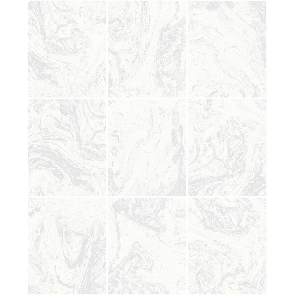 Contour Wallpaper Glitter Tile White Paper  - wilko