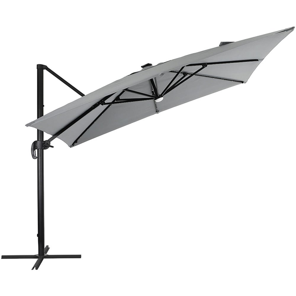 Living and Home Light Grey Square LED Rotatable Cantilever Parasol with Rose Cement Base 3m Image 4