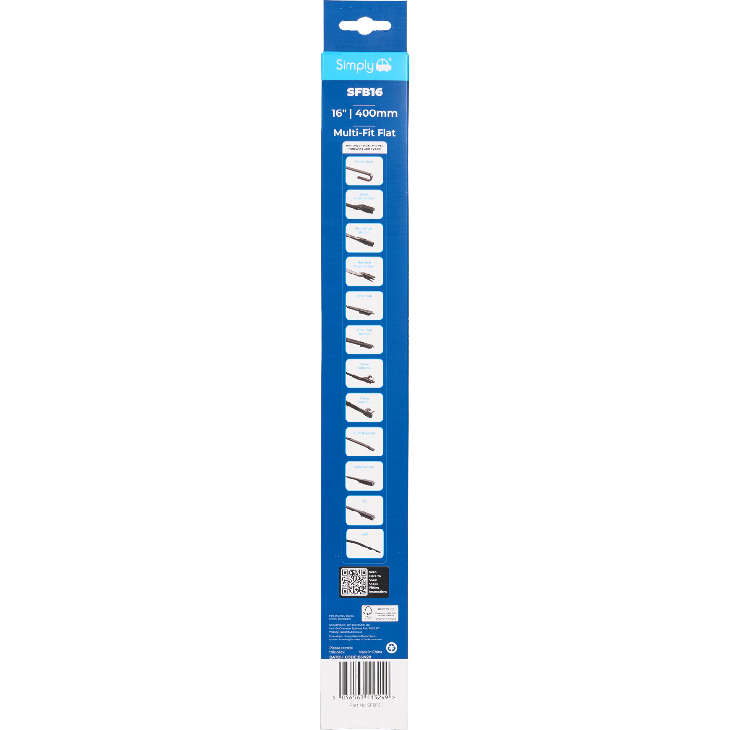 Multi-Fit Flat Wiper Blade Black 16in Image 5
