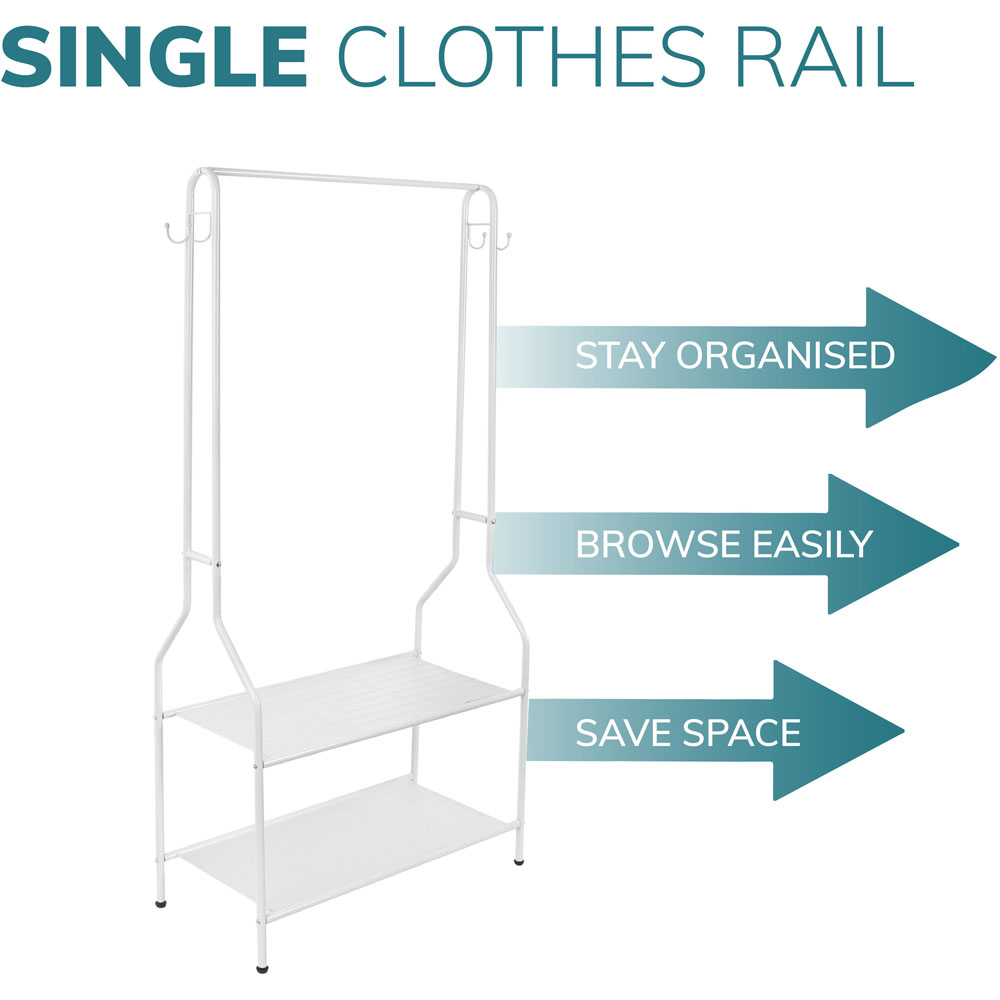 House of Home White Clothes Rail with 2 Shelves 5 x 2ft Image 5